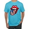 thumbnail image 1 of Wild Bobby, American Flag Lips Tongue Out, Men Graphic Tees, Light Turquoise, Large, 1 of 3