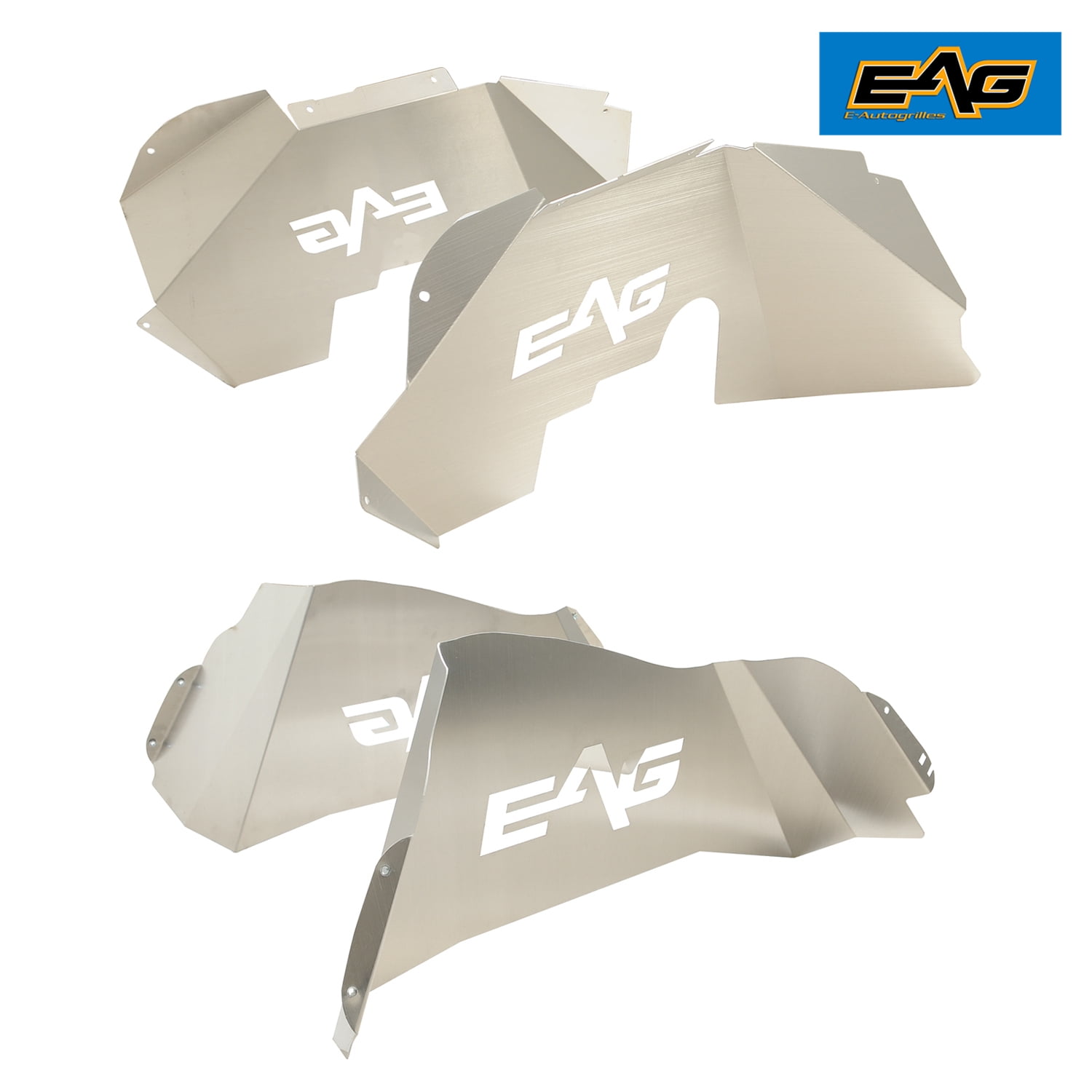 EAG 0718 Jeep Wrangler JK Front and Rear Inner Fender Liners Silver