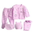 thumbnail image 2 of SPRING PARK 5 Pcs/set Winter Newborn Baby Boy Girl Clothes Outfits Unisex Infant Solid Cotton Button Long Sleeve Tops Pants, 2 of 3