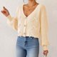 thumbnail image 5 of Suéter de cuello en V para mujer, suéter informal, tops, cuello en V alto, manga larga, abrigo con botones, chaqueta, blusa de punto, tops acrílicos para mujer, 5 of 6