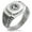 Silver, variant on Stainless Steel Nautical Global Compass CZ Ribbed Needle Stripe Pattern Biker Style Polished Ring