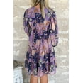thumbnail image 3 of Ushdele Vintage Daisy Floral Puff Sleeve Mini Dress in Purple, 3 of 8