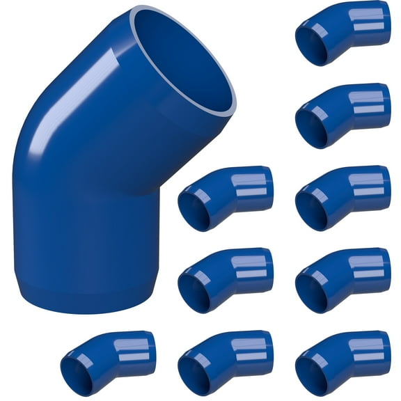 FORMUFIT 1/2" 45-Degree Elbow Furniture Grade PVC Fitting in Blue, , UV-Resistant, Impact-Proof, 0.840" Actual Socket Diameter (10-Pack) - F01245E-BL-10