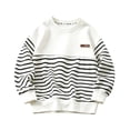 thumbnail image 3 of Tsivenald Boys Striped Sweatshirt Crewneck Long Sleeve Pullover Soft Casual Sweater for Toddler Boys 1-12 Years, White, 3 of 7