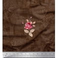 thumbnail image 1 of Soimoi Poly Georgette Fabric Texture,Leaves & Rose Flower Printed Fabric 1 Yard 52 Inch Wide, 1 of 3