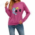 thumbnail image 4 of Aobny Thermal Fall Clothes for Women Pink Long Sleeve Crew Neck Sweatshirts Pullover Floral Tops Womens Work Shirts,S, 4 of 5