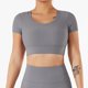 thumbnail image 2 of Trajes de entrenamiento acanalados para mujer, 2 piezas, manga corta, top corto de secado rápido para correr, fitness, yoga, 2 of 6