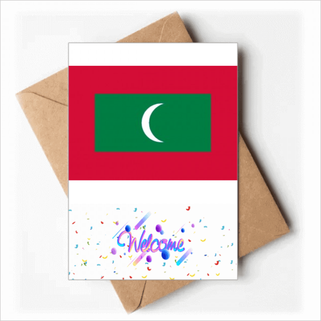 Maldives National Flag Asia Country Welcome Back Greeting Cards Envelopes Blank