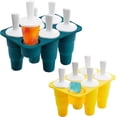 thumbnail image 1 of Collapsible Silicone Popsicle Molds Set Of 2 Easy Release, Reusable Popsicle Sticks With Drip Guards For Homemade Popsicles And Ice Cream - Bpa Free, 1 of 5