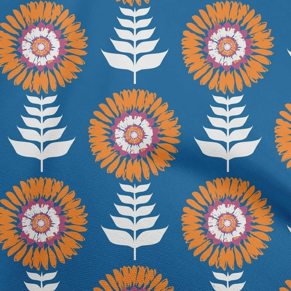 oneOone Cotton Jersey Blue Fabric Asian Block Floral Fabric For Sewing Printed Craft Fabric By The Yard 58 Inch Wide
