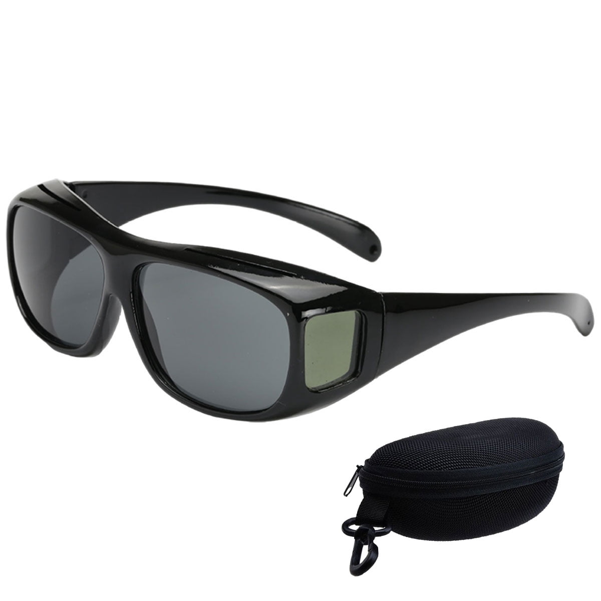 Polarized Solar Shield Fit Over Glasses Driving Sunglasses for Men and Women, TAC+PC Black