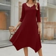 thumbnail image 2 of SHTXOZHI Women's Cocktail Dresses 3/4 Sleeve Crewneck A-Line Vintage Wedding Guest Dress, 2 of 9