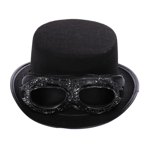 Deluxe Steampunk Top Hat with Goggles Punk Costume Top Hat Headgear for