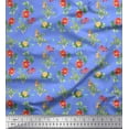 thumbnail image 1 of Soimoi Blue Heavy Satin Fabric Leaves & Peony Floral Printed Craft Fabric by the Yard 54 Inch Wide, 1 of 3