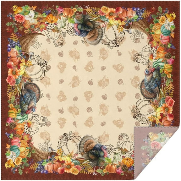 Square Thanksgiving Tablecloth 60 Inch, Thanksgiving Turkey Harvest Tablecloth Square, Thanksgiving Table Cloths Square, Thanksgiving Square Table Cover Decor