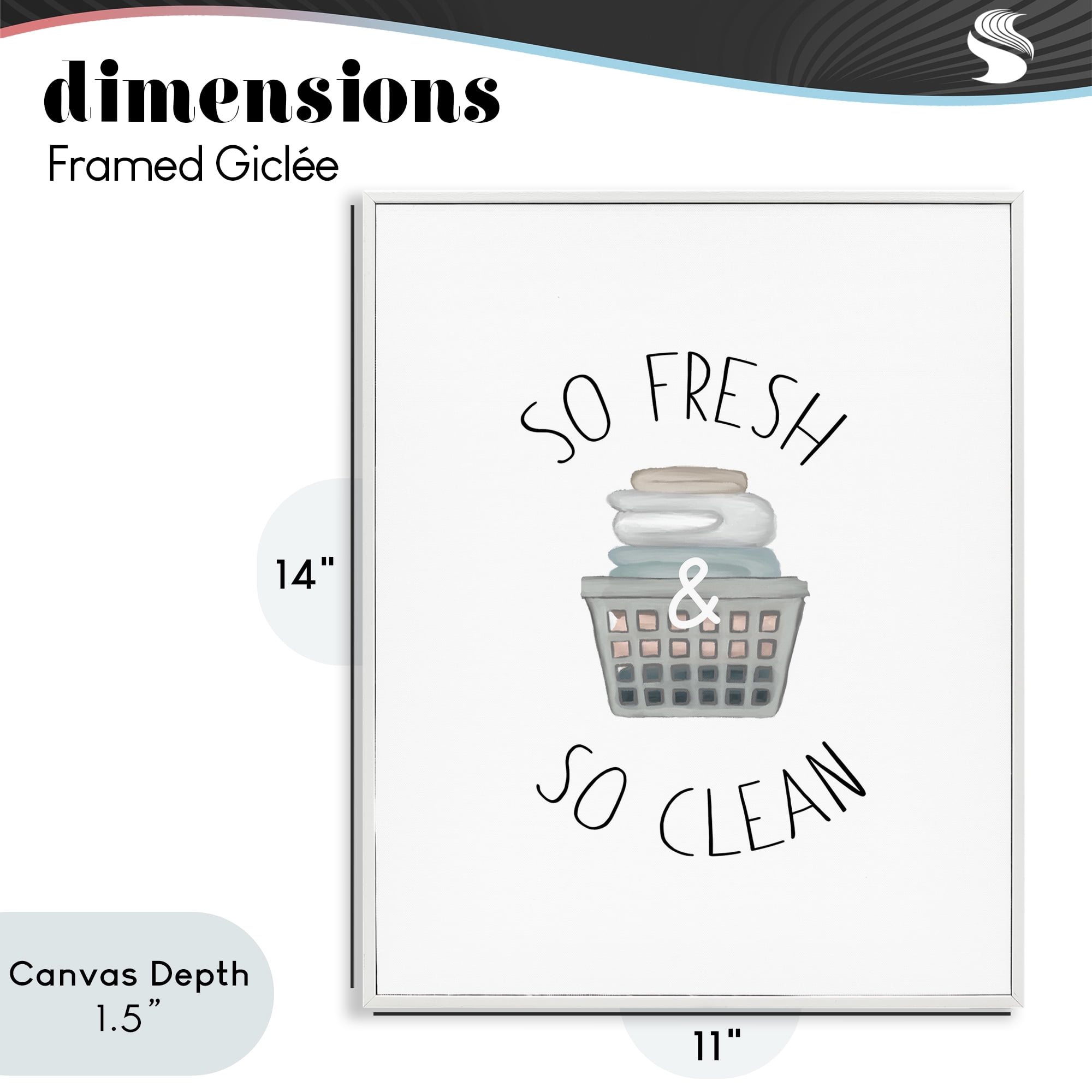 Stupell Industries So Fresh Laundry Basket White Framed Giclee Art, design by Elizabeth Medley