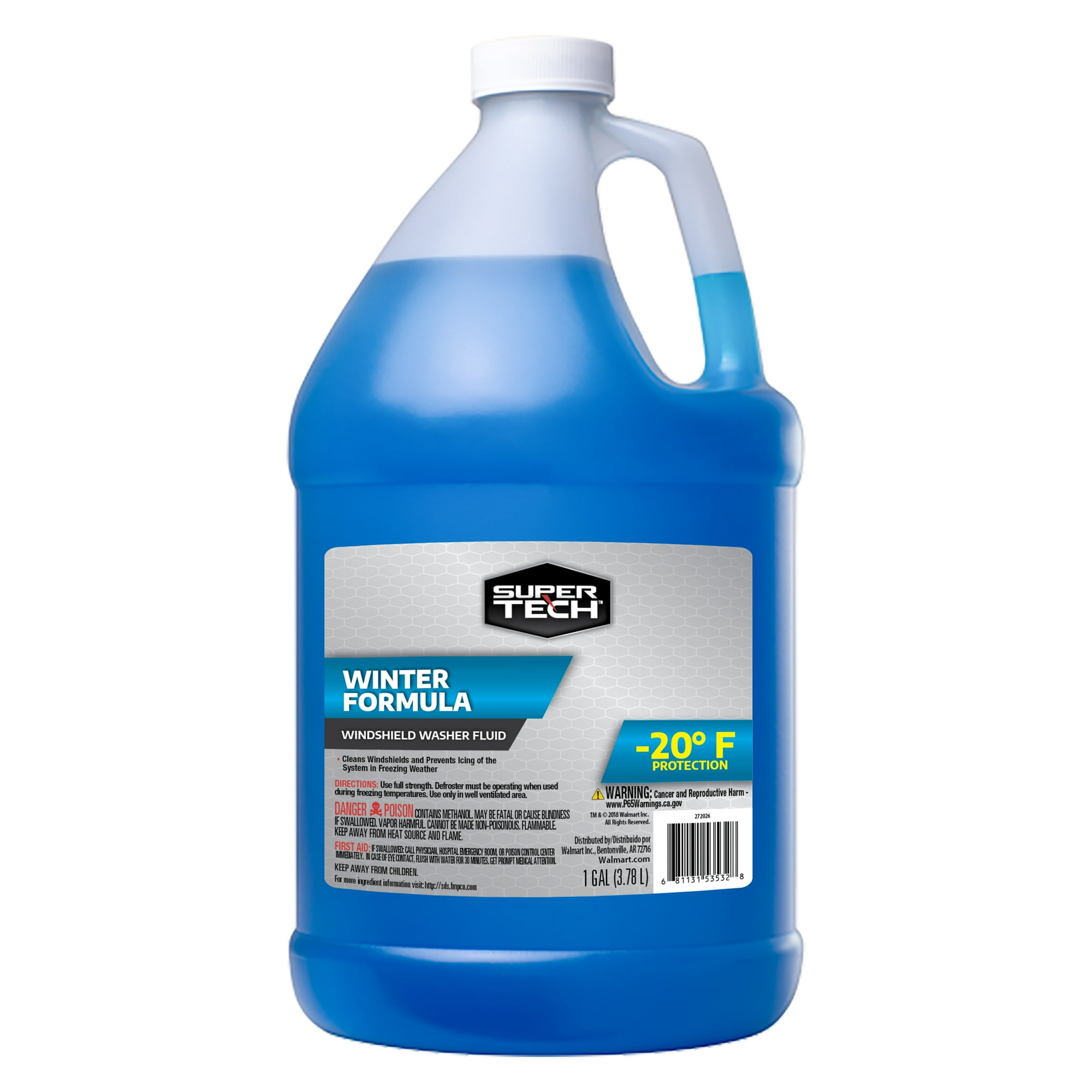 Super Tech Winter Formula Windshield Washer Fluid -20 F with Universal Fit, 1 Gallon