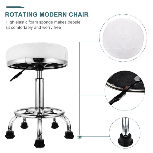 WEUVEB Hair Salon Chair Adjustable Stool With Quiet Movement White 1Pack