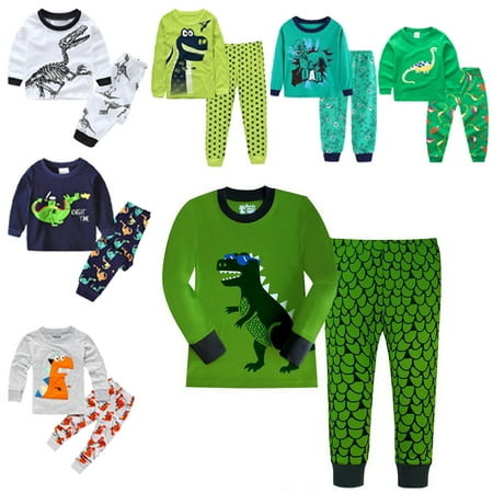 

WOLLED 1-7Y Toddler Baby Boys Pajamas Pjs 2 PCS Outfit Spring Dinosaur Sleepwear Super Comfortable Pullover to + Pants Set