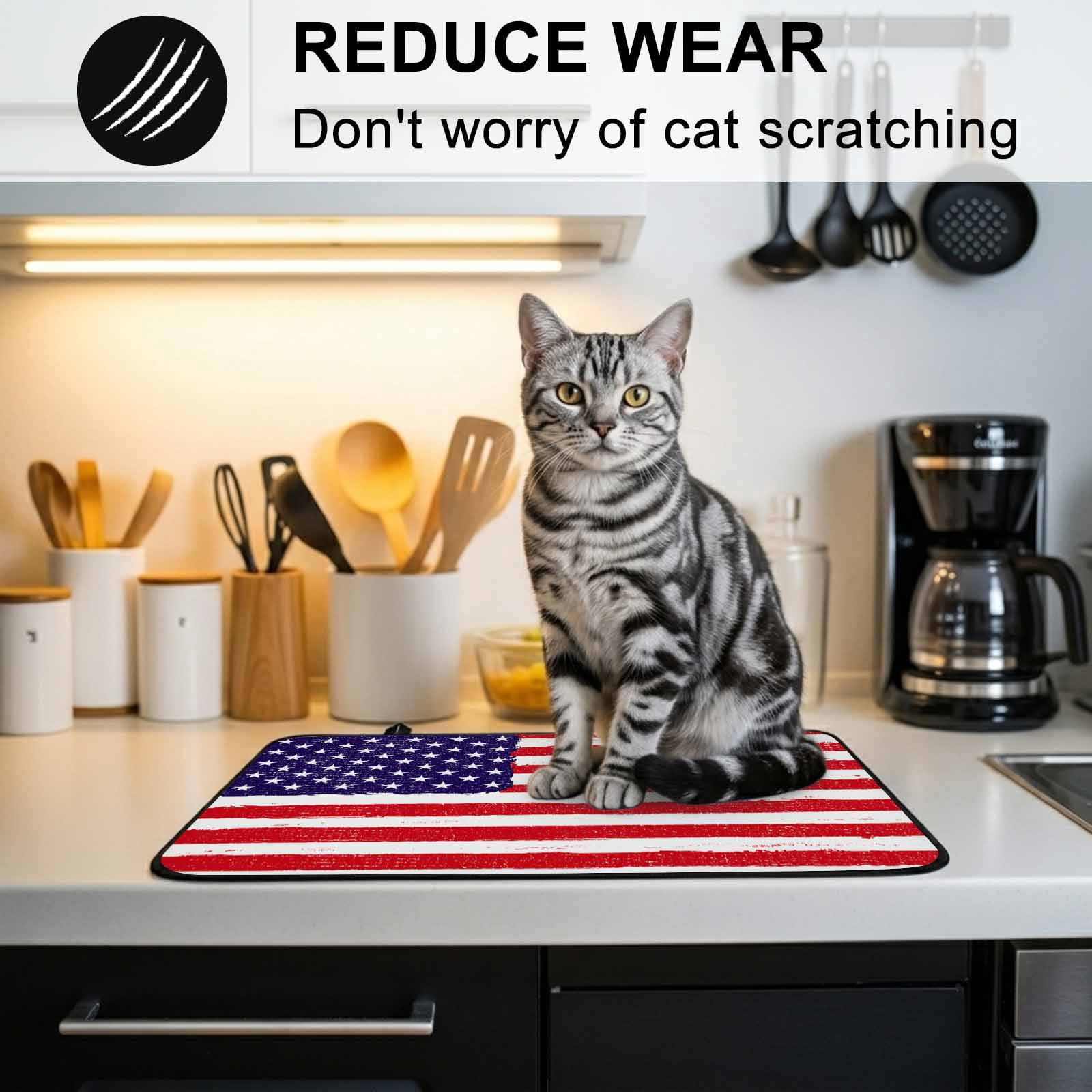 American Flag Stove Top Cover for Electric Stove, Heat-proof & Non Slip Glass Top Stove Cover Protector, Retro Rustic Stars And Stripes US Flag Kitchen Flat Cooktop Rubber Mat 24x21 Inches