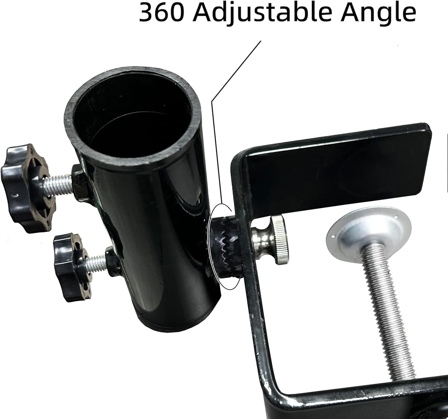 AMMSUN Heavy Duty Patio Umbrella Clamp Steel Holder for Square Balcony Rail Fence Outdoor Use,Black
