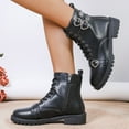 thumbnail image 6 of Black Ankle Boots Women New Fashion Walking Tan Boots Buckle Fashion Low Heel Ankle Boots Black Booties Black 37, 6 of 7