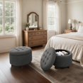 thumbnail image 4 of Hyxoo Round Ottoman, Ottoman with Storage, 24.5 Dia. x 17 H Inches Foot Rest Stool with Legs for Bedroom, Living Room, Decorative Home Furniture-24.5"D x 24.5"W x 17"H-Dark Gray, 4 of 9