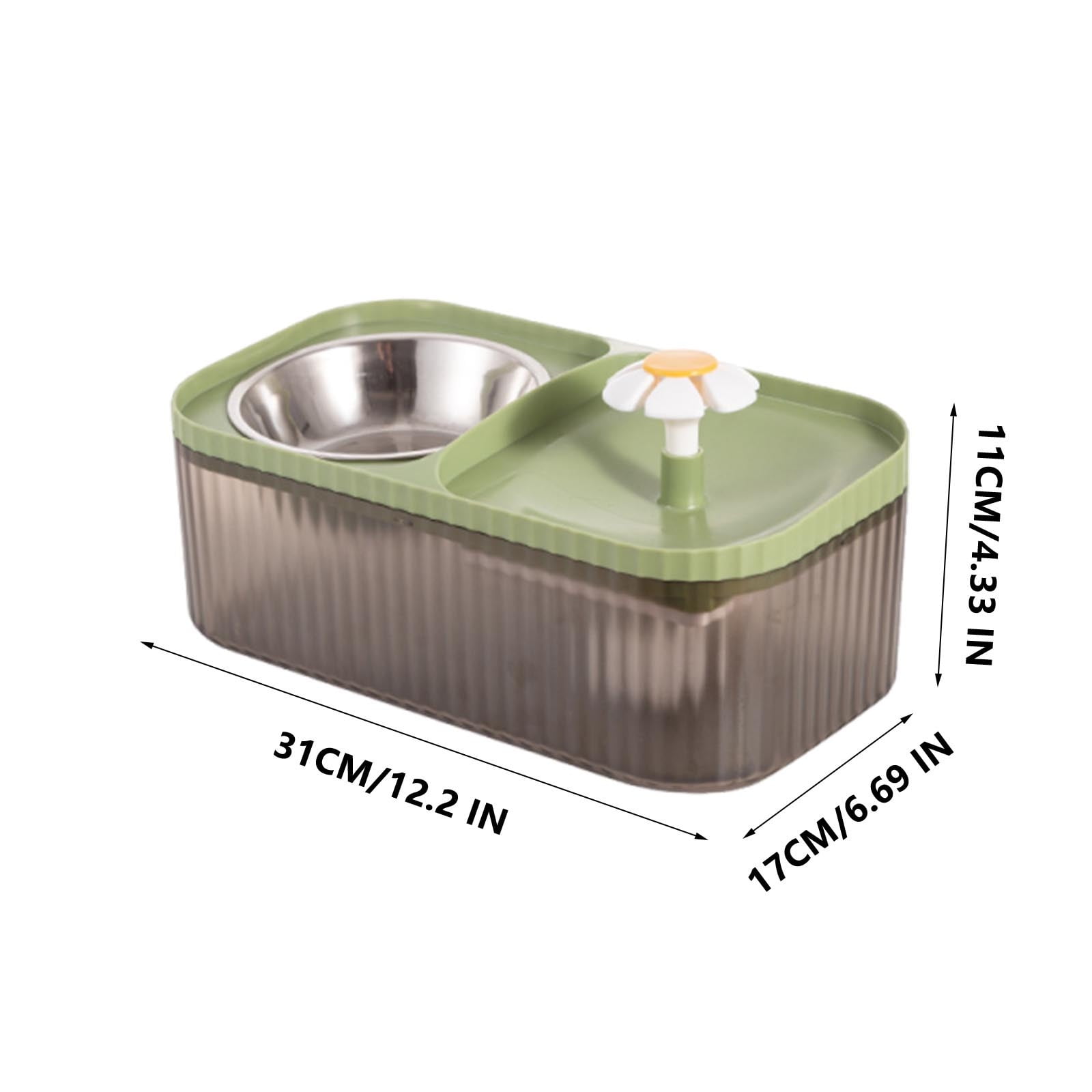 12.2x6.6x4.3Inch Cats Water Fountain and Stainless Steel Food Bowl,Cats Feed and Water Dispenser,Large Capacity,Dry Wet Separation,Easys to Clean,Suitable for Raising Rabbits,Cats and Dogs Home