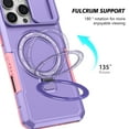 thumbnail image 6 of Dteck Magnetic Case for iPhone 14,Shockproof Silicone Case Compatible with MagSafe Slide Lens Protectio Ring Holder Kickstand Cover for iPhone 14,Purple, 6 of 10