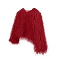 thumbnail image 6 of JGGSPWM Women's Cozy Shaggy Faux Furry Winter Outwear: Warm Long Sleeve Coat Jacket Red 2XL, 6 of 7