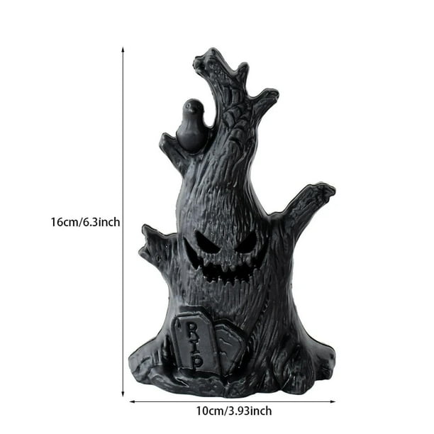 Árbol de Halloween negro con luces LED y juego de adornos espeluznantes, decoración de Halloween iluminada para fiestas en interiores y exteriores