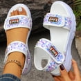 thumbnail image 3 of Rokment Womens Sparkling Sequin Height Increasing Athletic Walking Sandals Comfortable Adjustable Platform Chunky Heels Non Slip Work Nursing Tennis Summer Shoes White Size 7, 3 of 7