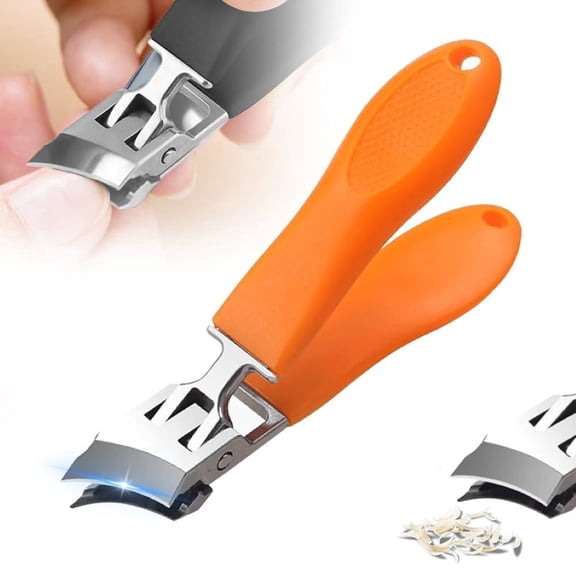Diagonal Nail Clippers for Thick Nails, Large Opening Toenail Clippers with Catcher, Stainless Steel Sharp Nail Cutter with Non-Slip Handle for Seniors, Men, Adults,Orange