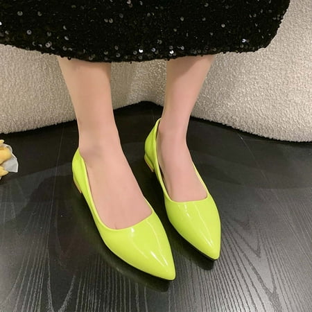 

St. Patrick s Day AXXD Pointed Toe Low Heels Shallow Comfort Solid Color Green Womens Clearance Shoes Christmas Size 35(US:4.5)