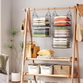 thumbnail image 7 of 5 Tier Closet Hanging Organizer, Clothes Hanging Shelves with 4 Hanging Hooks 5 S Hooks, Wire Storage Basket Bins, for Clothing Sweaters Shoes Handbags Clutches Accessories Patent Design, 7 of 7