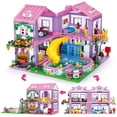 thumbnail image 1 of Pink Girls Summer Villa Friends Building Block Set, Compatible with Lego Friends, Educational 3 in 1 Construction Toy with Pool, Slide, Monkey and Sw, 1 of 7