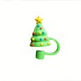 thumbnail image 1 of 1pc Reusable Silicone Straw Cover with Cute Cartoon Santa Claus, Christmas Tree, Pumpkin, and Cat Designs - Dust-proof Straw Tips Cover for Party, Travel, and Home Use, 1 of 4