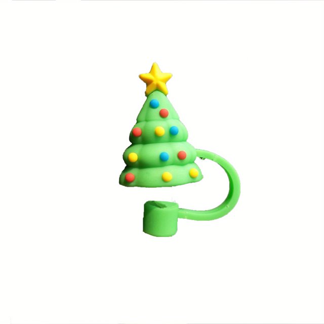 1pc Reusable Silicone Straw Cover with Cute Cartoon Santa Claus, Christmas Tree, Pumpkin, and Cat Designs - Dust-proof Straw Tips Cover for Party, Travel, and Home Use