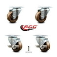 thumbnail image 2 of 3 Inch High Temp Phenolic Wheel Swivel Top Plate Caster Set with 2 Brakes SCC, 2 of 2