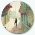 thumbnail image 1 of Designart 'Paris Romance Couples II' French Country Metal Circle Wall Art, 1 of 3