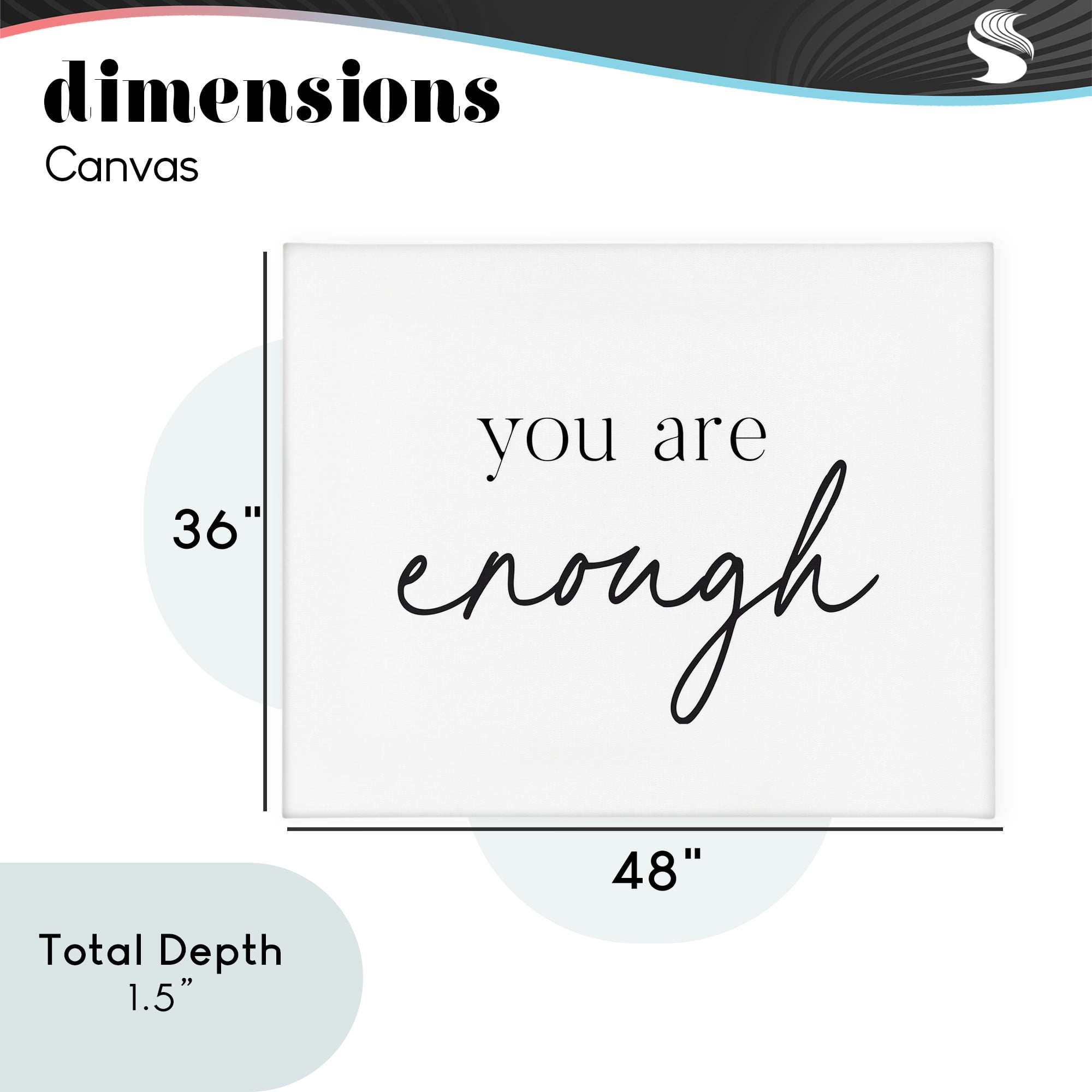 You Are Enough Sentiment Canvas Wall Art, design by Lettered and Lined