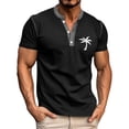 thumbnail image 2 of Henley Shirts for Men Summer Short Sleeve Casual Coconut Tree Graphic T Shirts Beach Vacation Outfits, 2 of 5