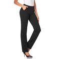 thumbnail image 1 of Tapata Pantalones de vestir rectos elásticos para mujer de 28''/30''/32''/34'' con bolsillos Tall Petite Regular para oficina, trabajo, negocios, 32"" Negro S, 1 of 5