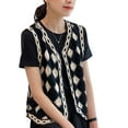 thumbnail image 5 of Yokua Women's Crochet Sweater Vest Button-down Knitwear Retro Diamond Plaid Vest Tops, 5 of 16