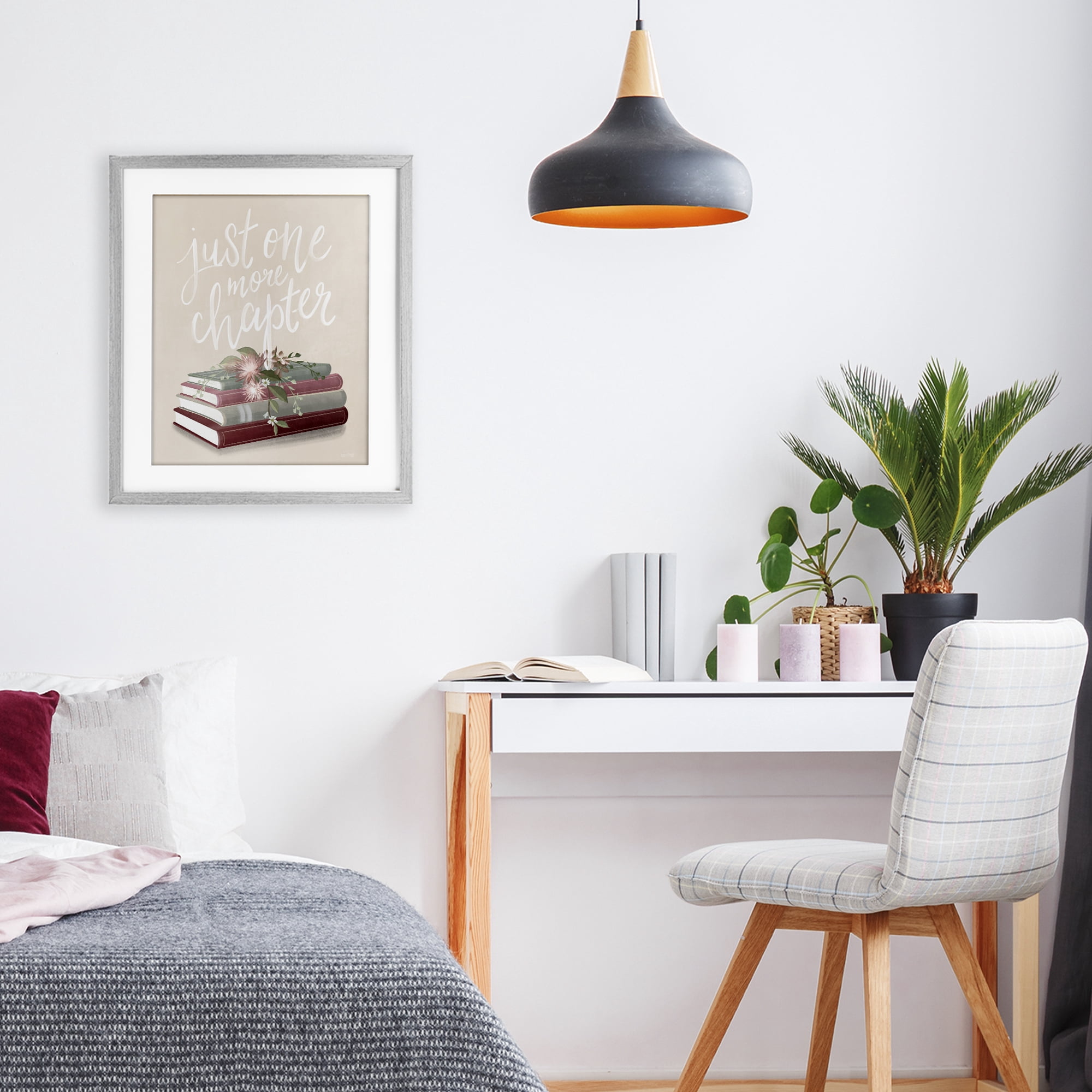 Stupell Industries One More Chapter on Beige Gray Framed Print Under Glass, design by House Fenway