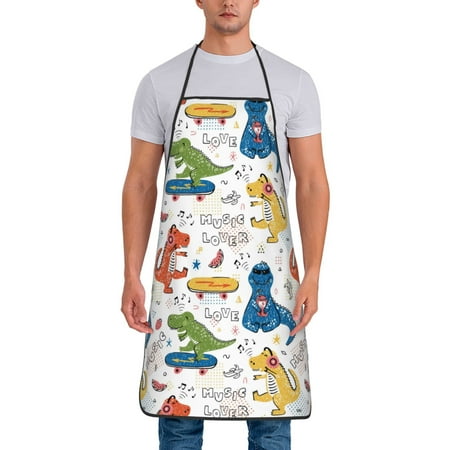 

Chef Aprons for Men and Women - Dinosaur Oil-Resistant Bib Aprons for Cooking Waterproof BBQ Grilling Kitchen Aprons Gifts for Women and Men