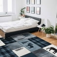 thumbnail image 6 of Area Rugs Indoor Non-Slip Rectangle Rug 2x3 Ft Bear Moose Blue Retro Forest Wild Animal Buffalo Plaid Patchwork Rug Rubber Backing Floor Mats Non Shedding Home Decor Carpet for Entryway Living Room, 6 of 8