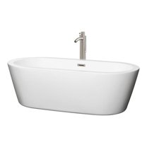 Wyndham Collection  Mermaid 71-inch White Freestanding Soaking Bathtub