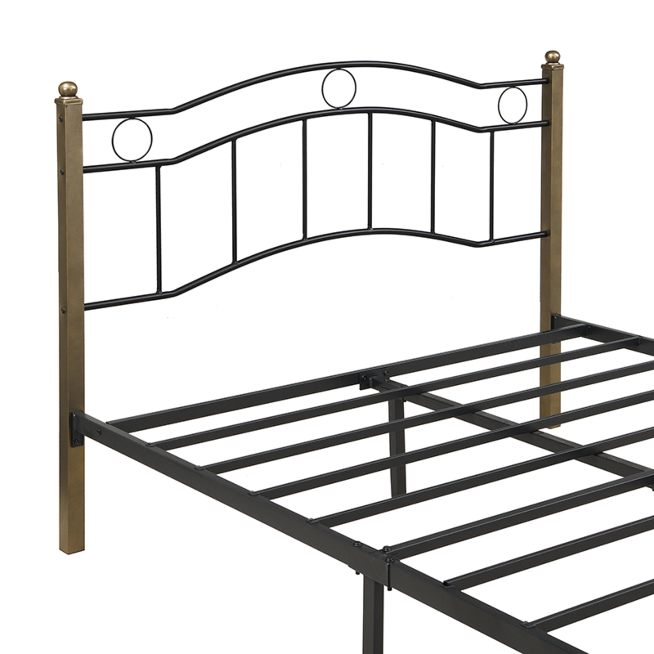 Christopher Knight Home Contemporary Full Size Metal Bed Frame with Wavy Headboard and Footboard, Black+Gold