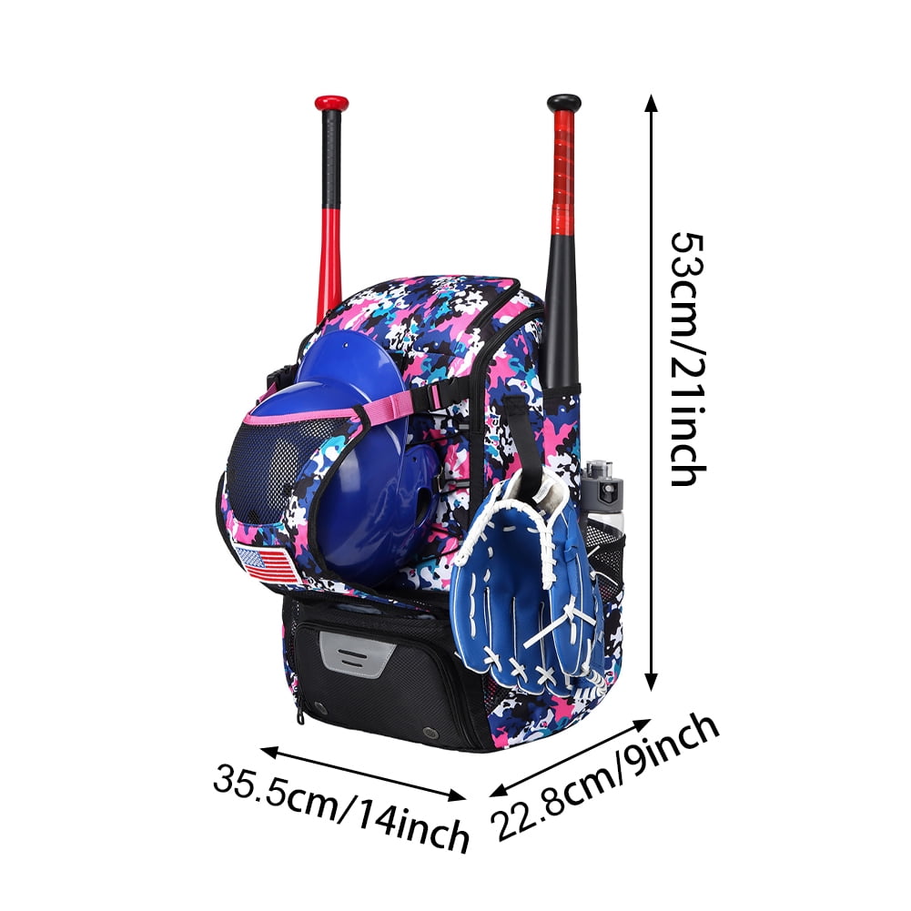 Yucurem Large Capacity Baseball Backpack with Shoe Compartment for Youth Adults, Lightweight Baseball Bag with Fence Hook for T-Ball Gear, Helmet, Glove (43L)